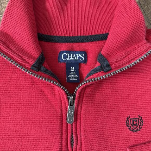Chaps by Ralph Lauren 1/4 Zip Sweater Pullover Boys Size M(10/12) Preppy Red - Picture 4 of 6